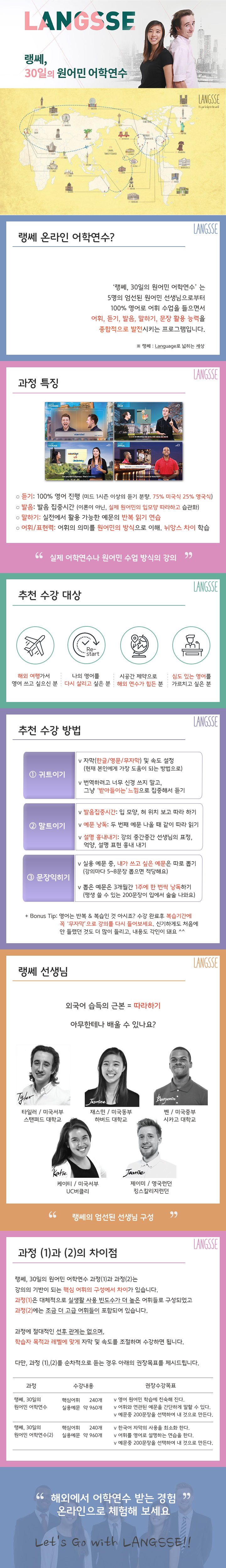 랭쎄, 30일의 원어민 어학연수 과정 소개 이미지